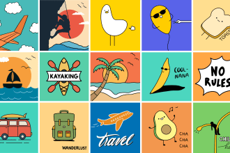 draw cute unique kawaii doodle art illustrations, icons