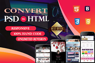 convert psd to html responsive with bootstrap4