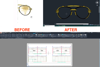 convert your sketches and ideas into cad using autocad and solidworks