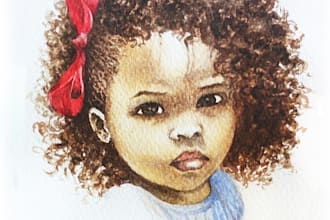 do beautiful realistic portrait in watercolour