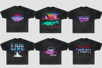design streetwear vaporwave, retrowave shirts, brand logo