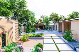 design patio, garden, backyard, courtyard, pool, landscape