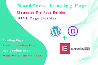 create a elementor landing page or divi landing page