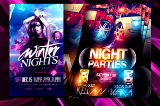 design a super clean party, event, concert flyer, fliers