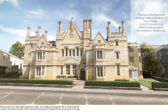 do photoshop post production of architecture 3d render