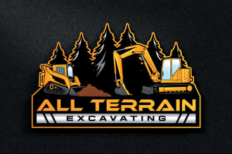 design modern transport construction building excavator logo