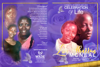 design funeral program, obituary, flyer, prayer card