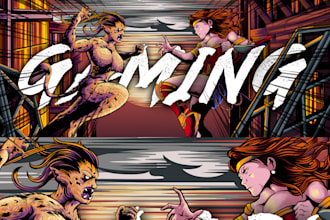 design ilustration  gaming banner youtube,or twitch banner