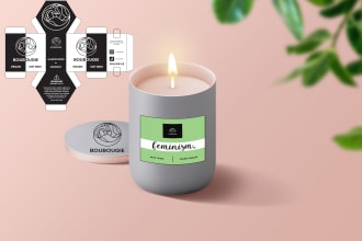 design candle label ,product label and product packaging