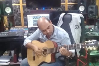 record hq track with guitar and key synthsizer