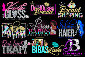 do glitter feminine fashion,beauty salon,eyelashes,hair,nail, and boutique logo