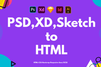 convert xd to html, sketch to html, psd to html responsive bootstrap 4