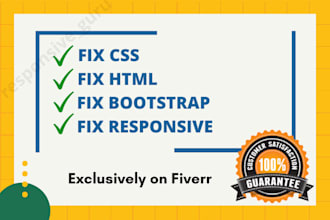 fix html, css, bootstrap, responsive issues within 1hr