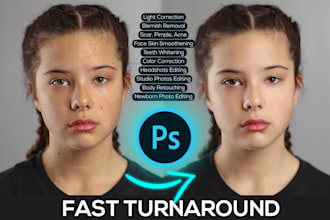 do photo retouching editing and touch up photo in photoshop in 3 hours