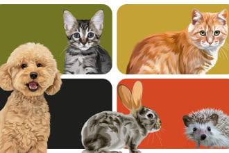 draw vector portrait from your cat dog and pet