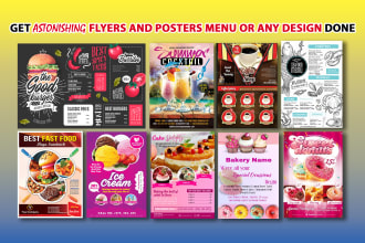 professional, food, restaurant, digital, menu, board, card, or food flyer design