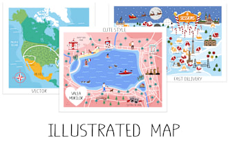 create an illustrated vector travel map