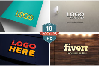 do 10 photorealistic 3d logo mockups in 2 hours