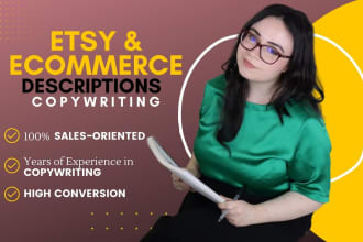 write etsy and ecommerce descriptions in copywriting