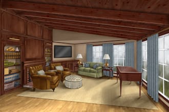 hand draw architectural sketches interior and exterior