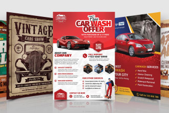design car wash, servicing, yard, gardening, price list flyer, poster, leaflet