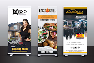 design creative roll ups, banners, billboards and signs