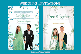 design illustrated greeting cards or wedding invitations