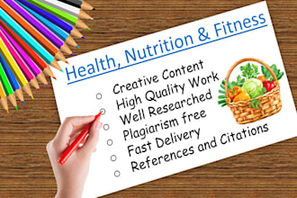 write health, nutrition, and fitness articles and blogs