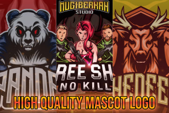 design awesome mascot logo for esports, twitch, and sports