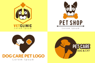 draw professional animal and pet logo design in dog and cat