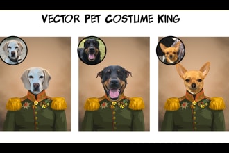 draw vector pet illustration costume king cartoon portrait