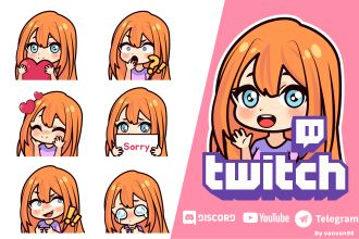 create kawaii, chibi or cute emotes for twitch or sub badges