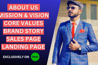 write unique website content, about us, mission, vision, core values