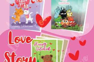 draw you gift card and greeting card with cute character
