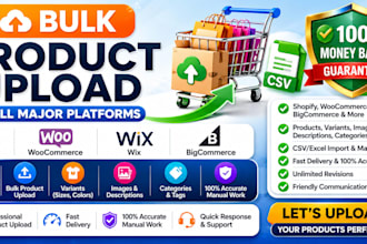 do bulk upload products by CSV to shopify, woocommerce, wix, or bigcommerce