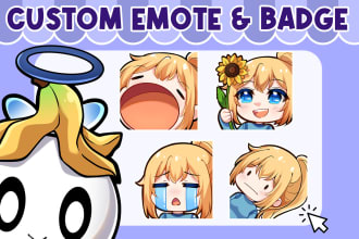 draw cute twitch emote and badges in anime style