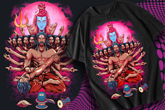 design custom t shirt artwork for bands, streetwear