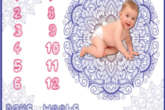 design an adorable baby milestone blanket for you