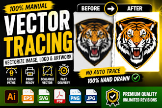 manually vector trace, vectorize logo, image to svg ai eps