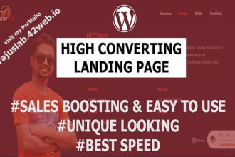 build wordpress website, landing page, one page lander using elementor
