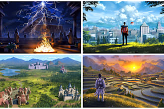 do landscape illustration and background concept art