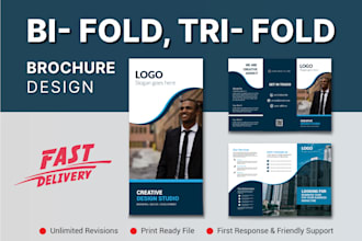 do promotional trifold, bifold brochure, pamphlet design, redesign, or modify