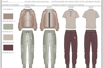 design menswear, streetwear, activewear, hoodie, puffer jacket tech packs