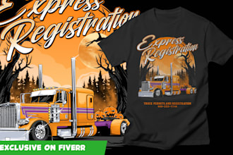 draw truck logo and illustration for tshirt