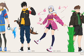create anime style character design as your request