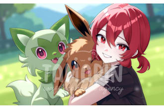 make pokemon art for you in anime style