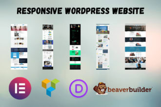 create wordpress website using elementor, divi builder or beaver builder in 24hr