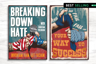 create old vintage retro propaganda campaign vector painting posters