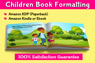 format children book for amazon kindle or KDP print paperback
