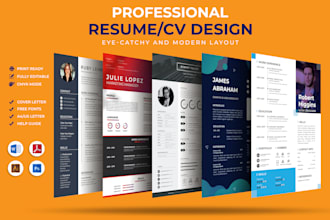 design editable professional and eye catchy resume or cv in 24 hrs